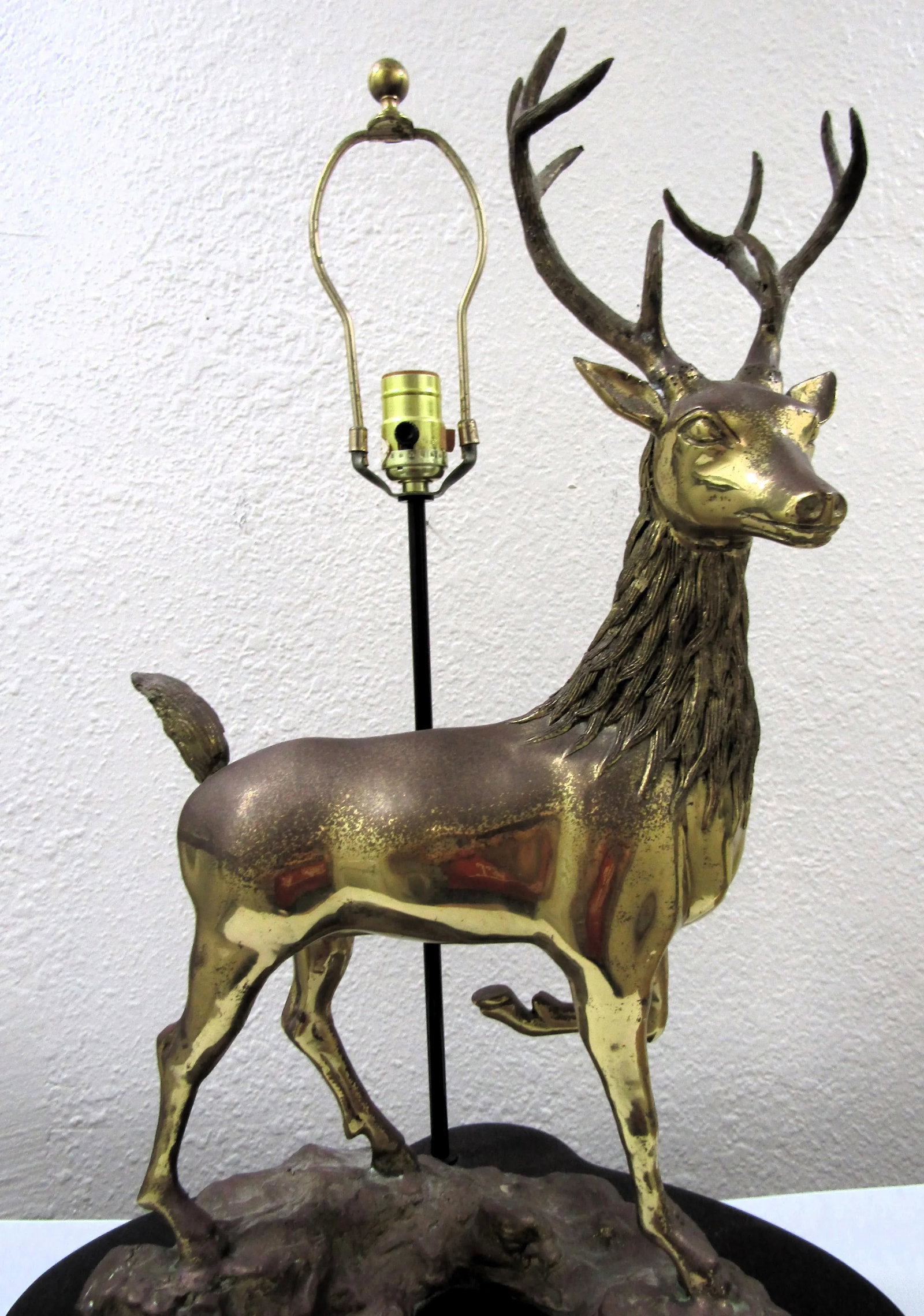 Vintage LaBarge Mirror Company Solid Brass Stag Deer Sculptural Table Lamp - 4