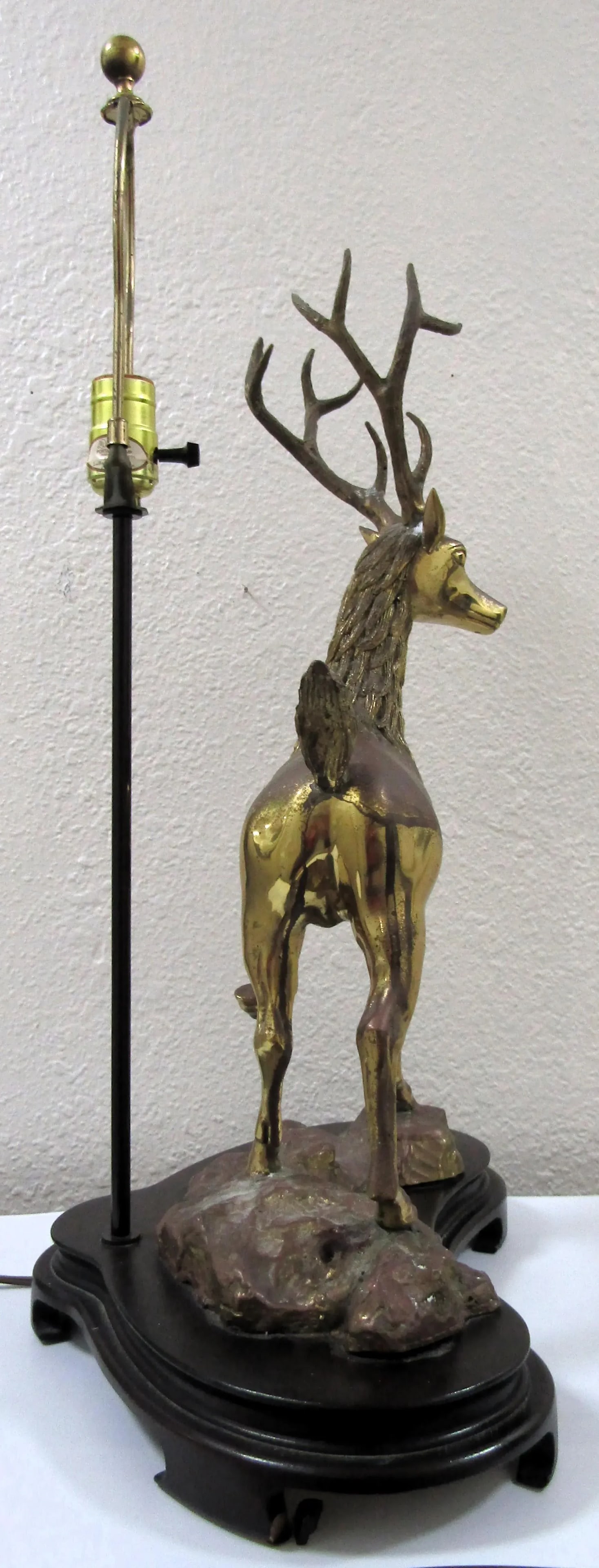 Vintage LaBarge Mirror Company Solid Brass Stag Deer Sculptural Table Lamp - 5