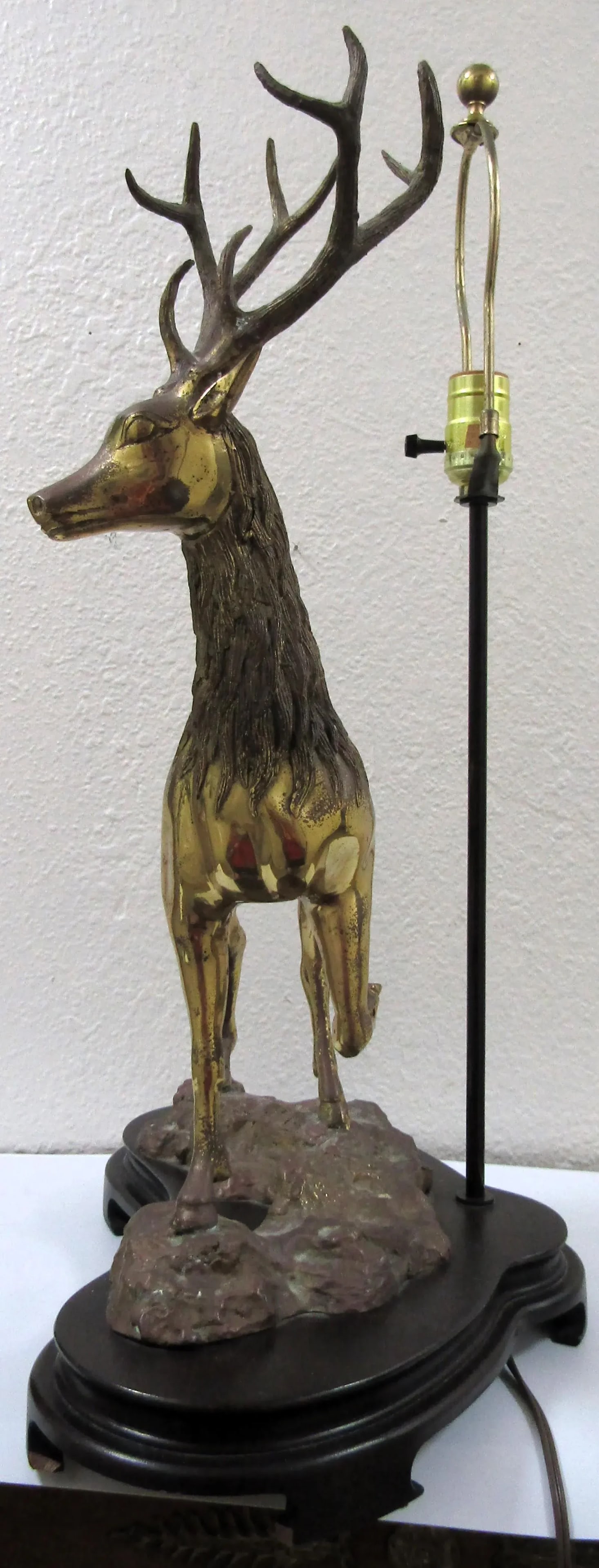 Vintage LaBarge Mirror Company Solid Brass Stag Deer Sculptural Table Lamp - 7