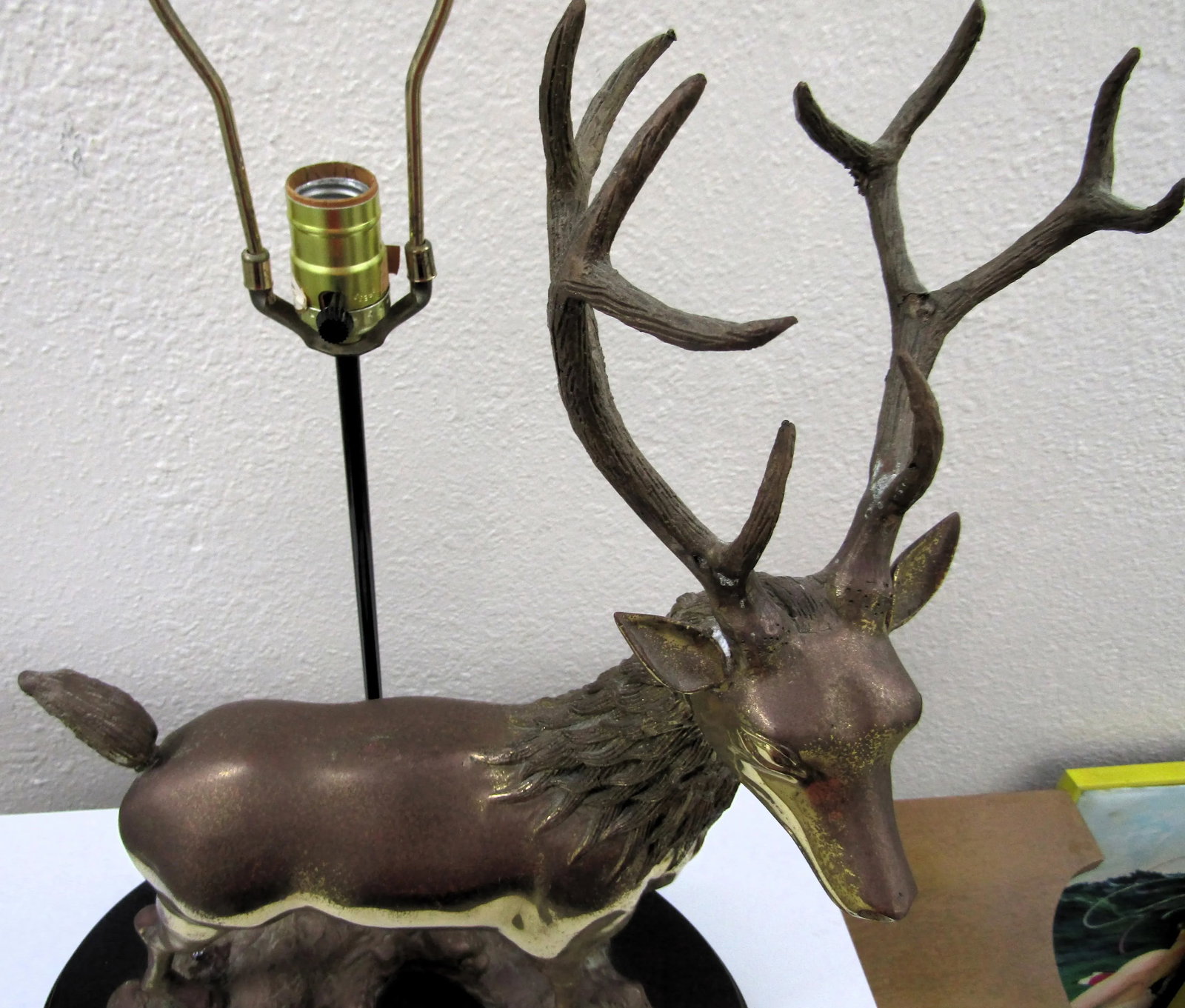 Vintage LaBarge Mirror Company Solid Brass Stag Deer Sculptural Table Lamp - 9
