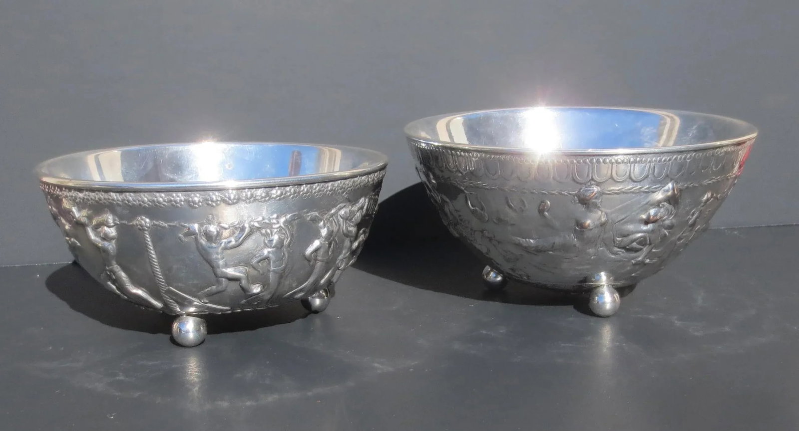 E. F. Caldwell Silvered Bronze Greco-Roman Bowls- Pair of 2 - 2