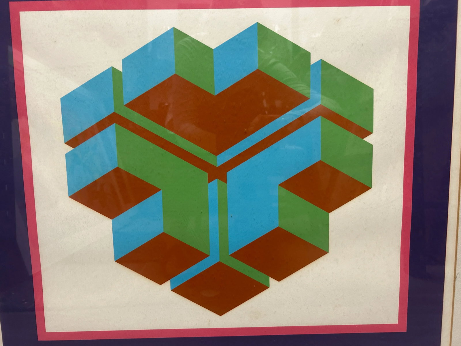 1970s Contemporary Original Signed "Argale" Op Art Geometric Framed Print by Michael Petree - 3