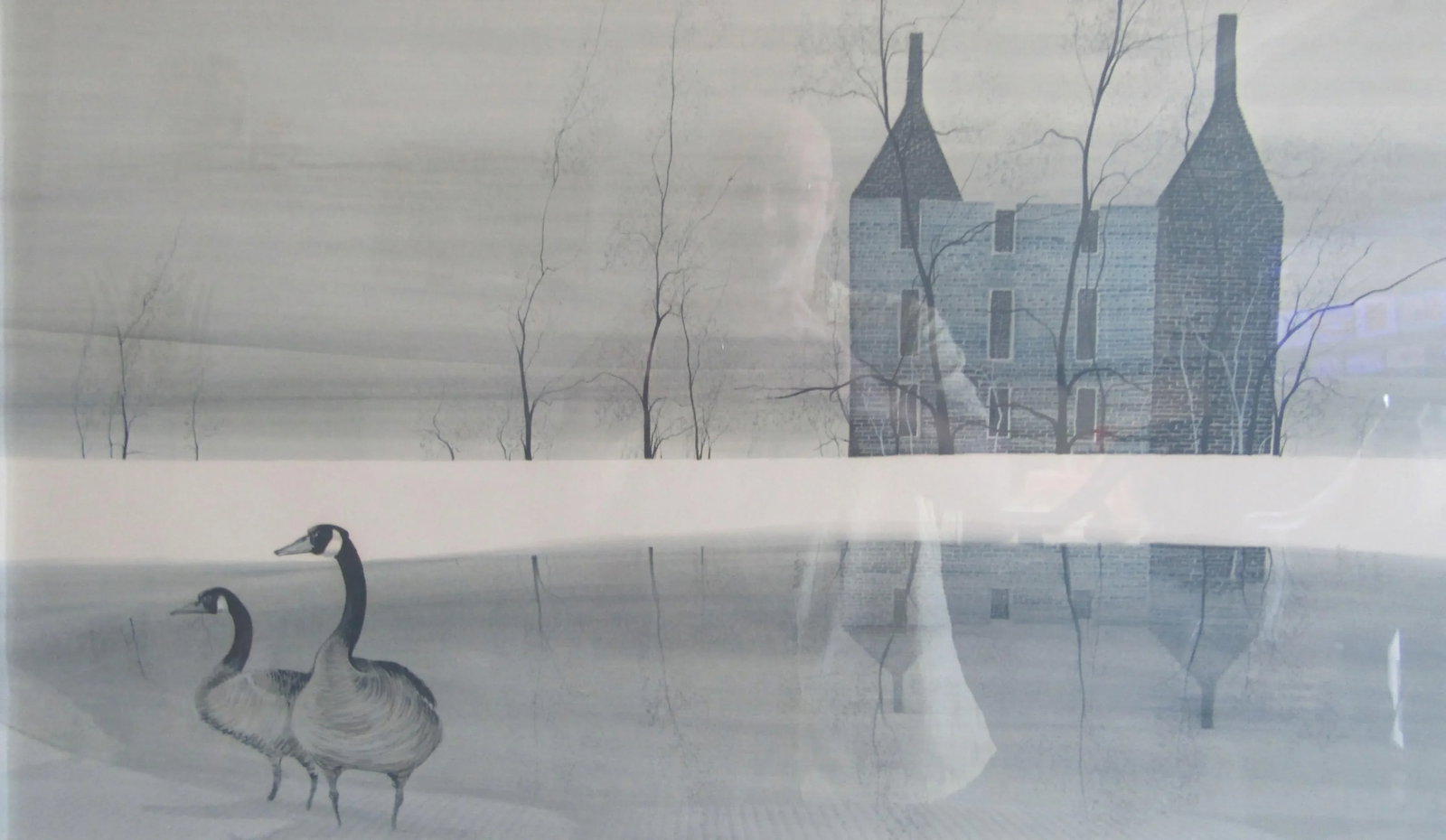 1978 Patricia Buckley Moss Greg Copeland Geese on Frozen Pond Signed Lithograph, Framed - 4