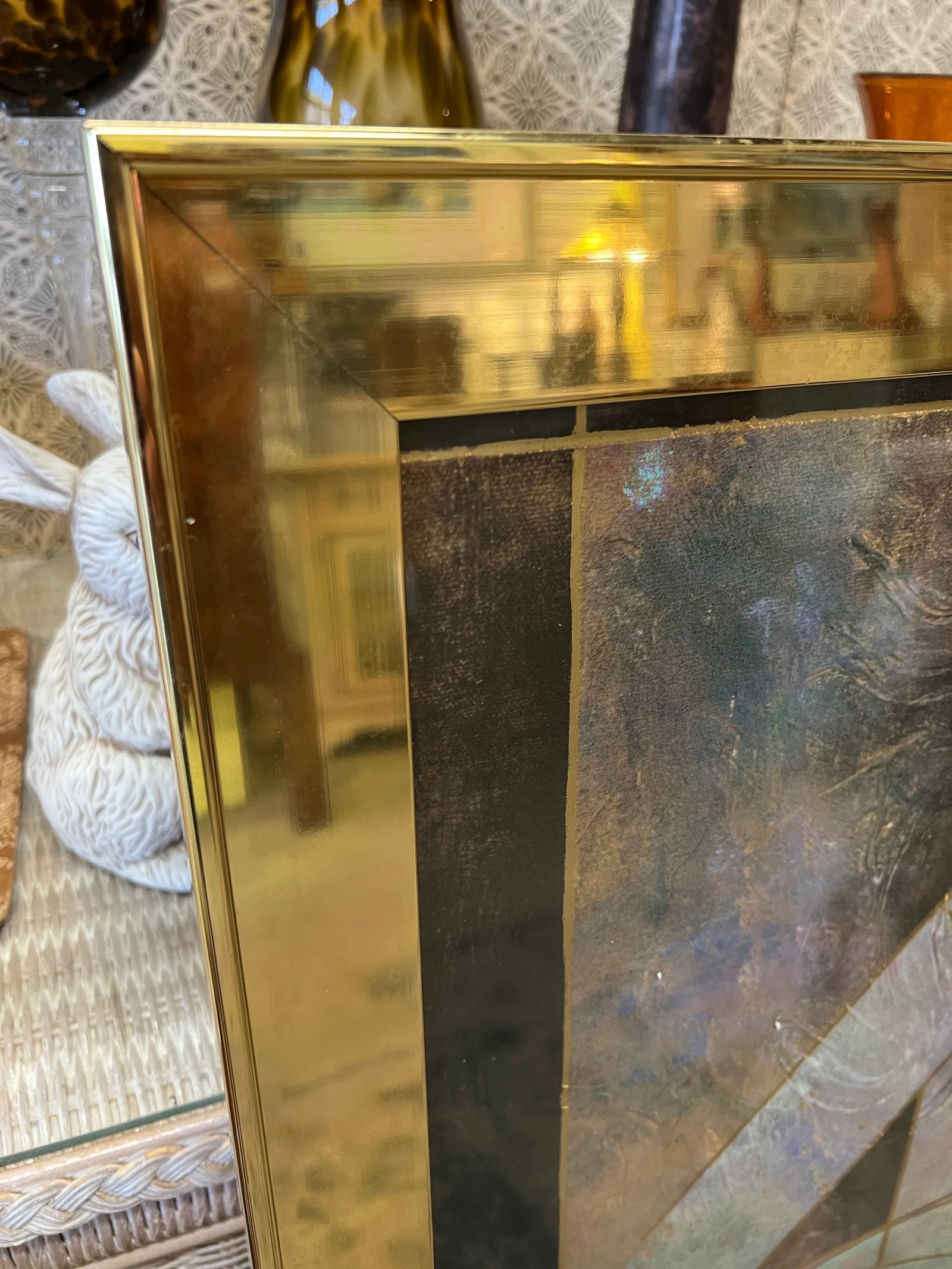 1980s Large Framed Abstract Art Signed by Richard Hall - 3
