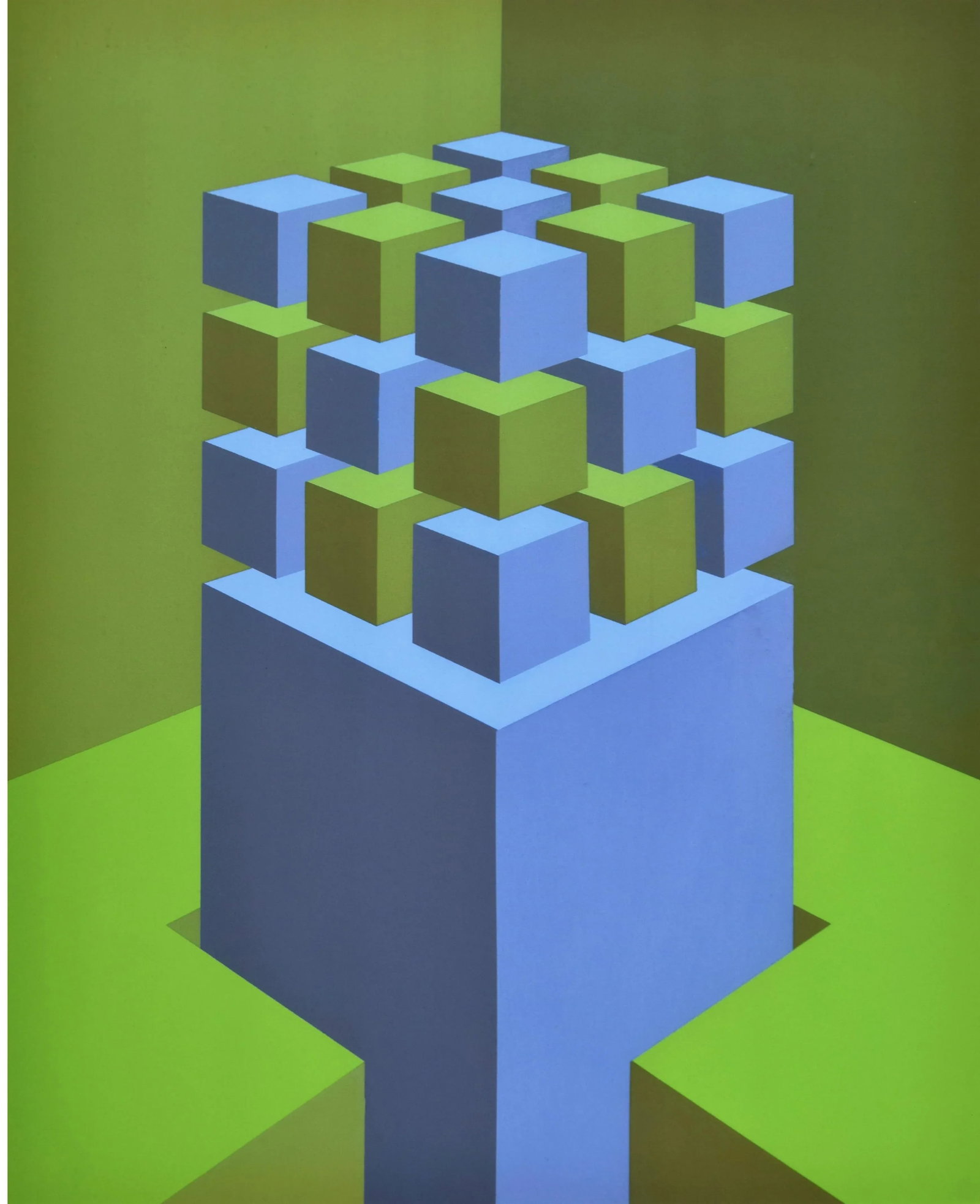 1970s Original Signed "Elevated Cubes" Op Art Silkscreen Print by Marko Spalatin, Ed. 36/60 Framed - 2