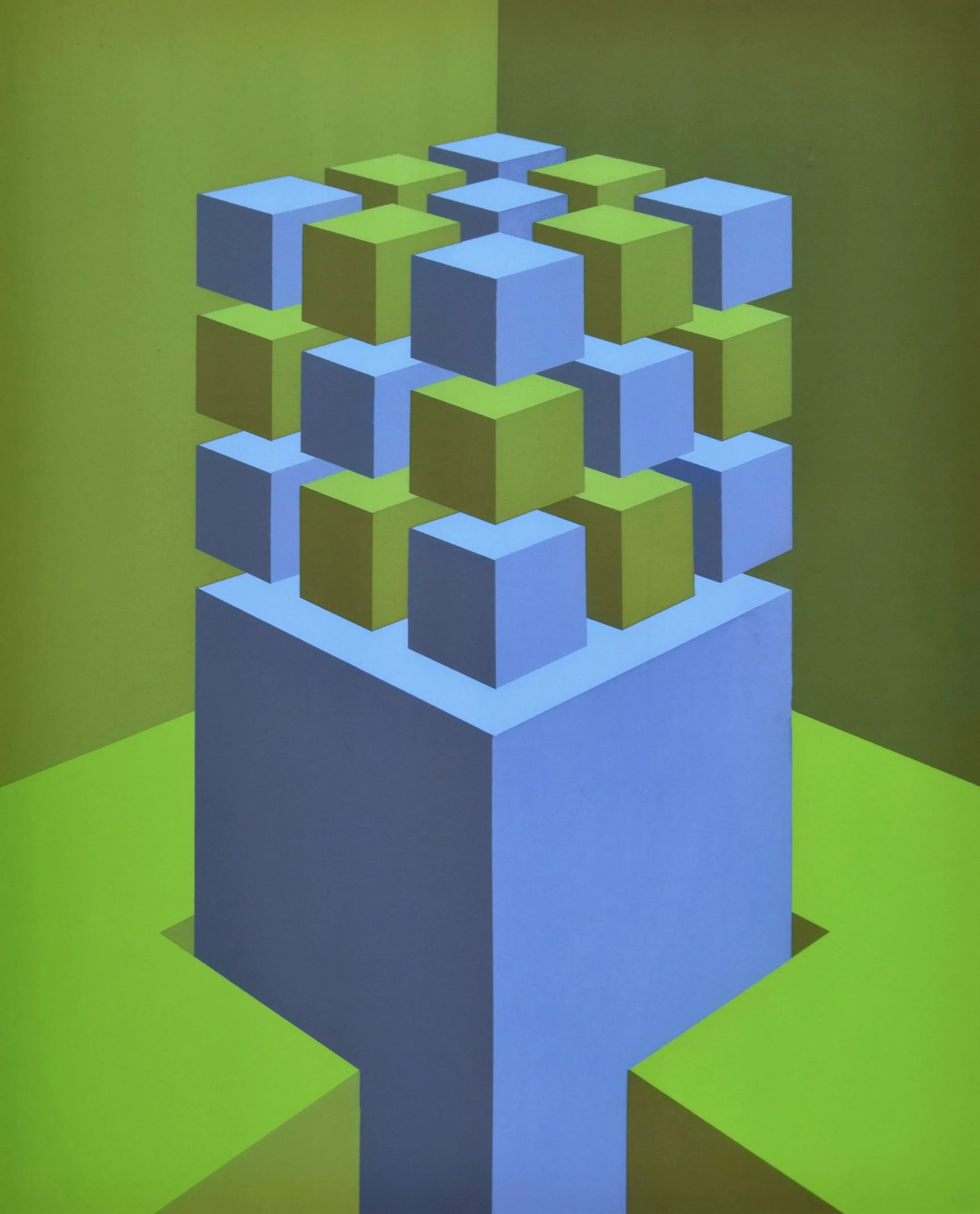 1970s Original Signed "Elevated Cubes" Op Art Silkscreen Print by Marko Spalatin, Ed. 36/60 Framed - 4