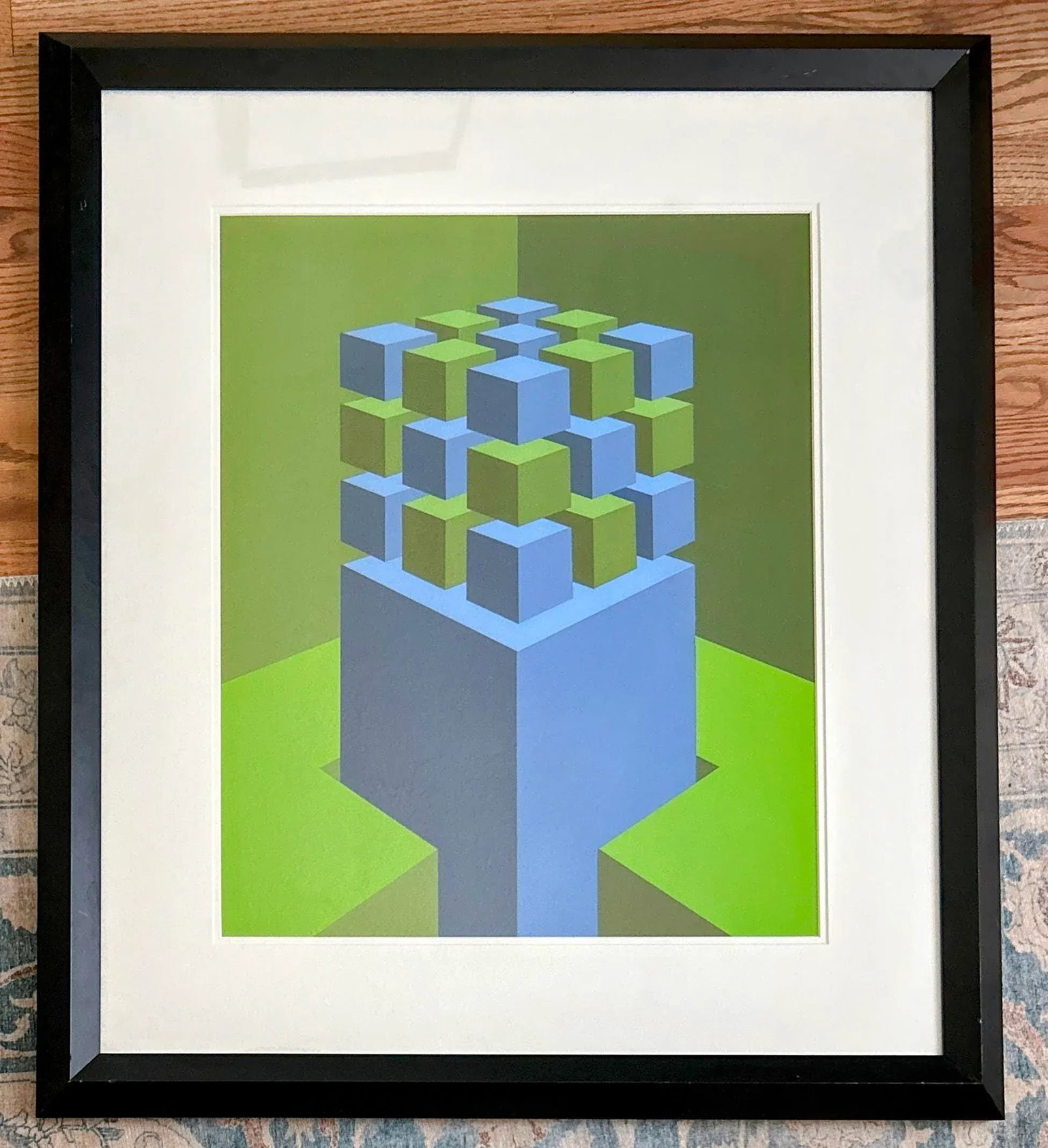 1970s Original Signed "Elevated Cubes" Op Art Silkscreen Print by Marko Spalatin, Ed. 36/60 Framed - 8