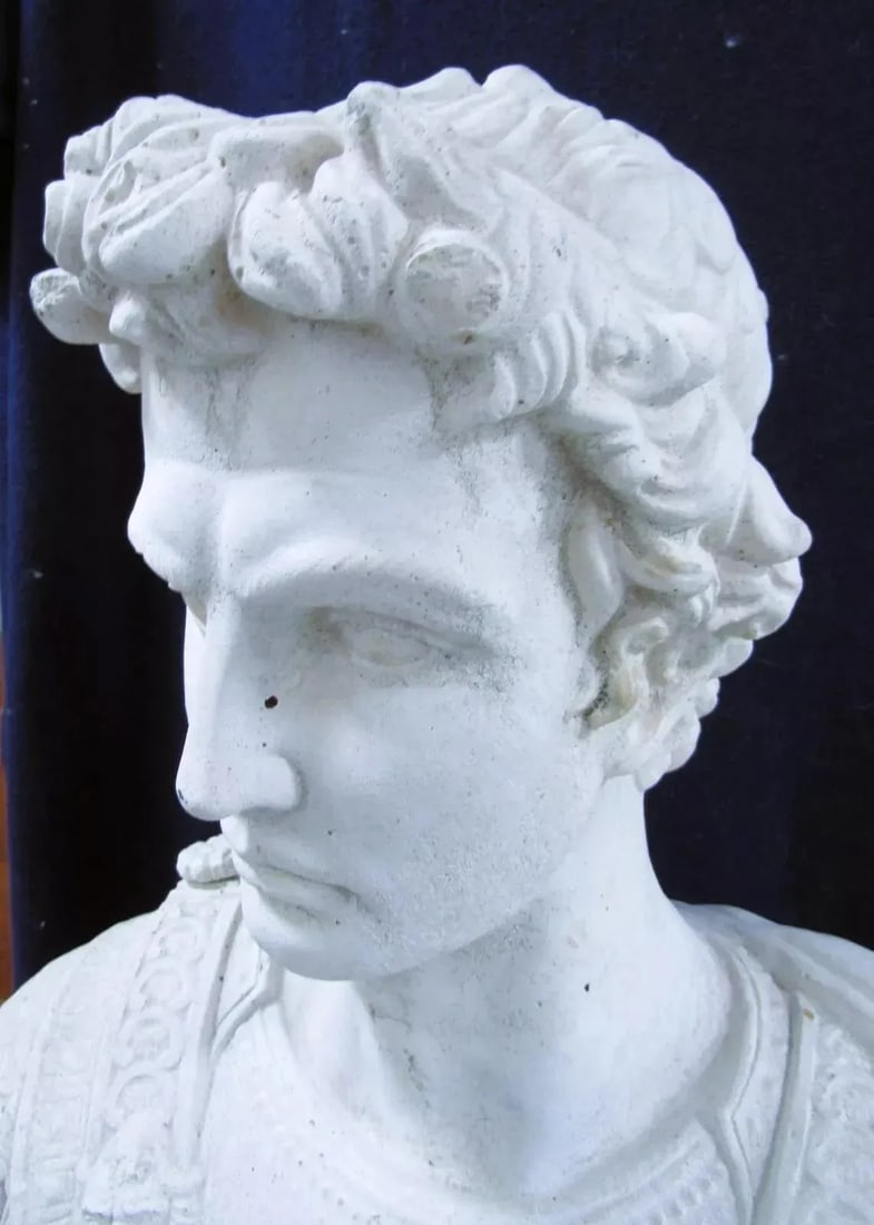 1960s Large Vintage Patinated Cast Concrete Bust of Julius Caesar - 10