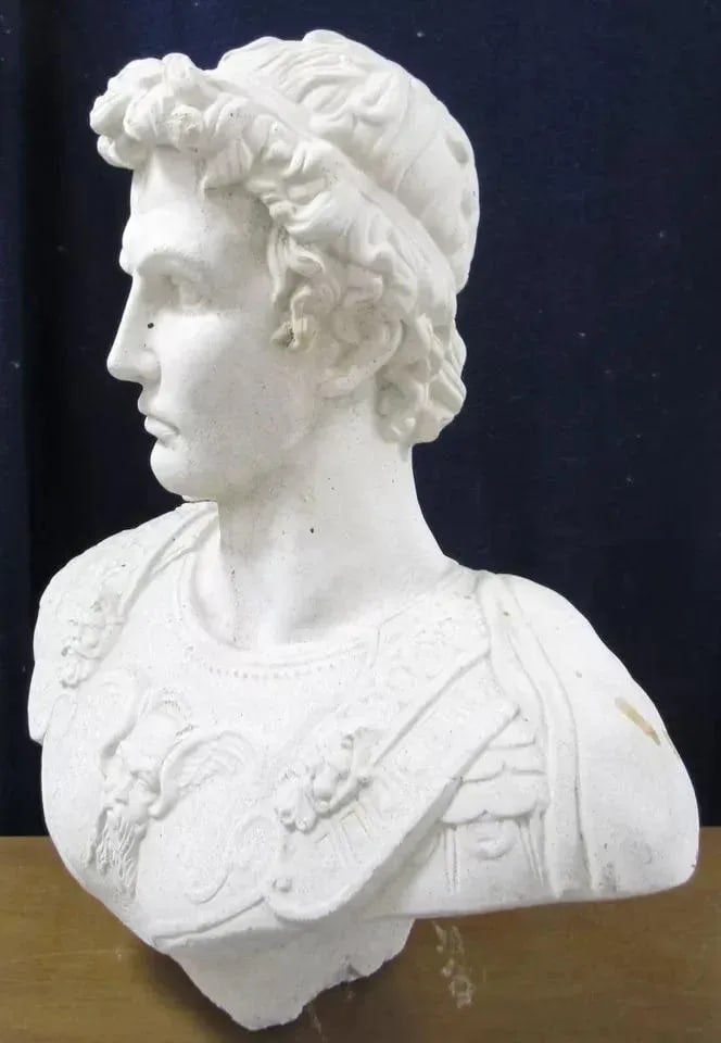 1960s Large Vintage Patinated Cast Concrete Bust of Julius Caesar - 2
