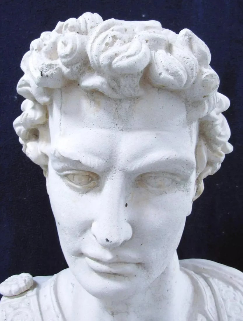 1960s Large Vintage Patinated Cast Concrete Bust of Julius Caesar - 9