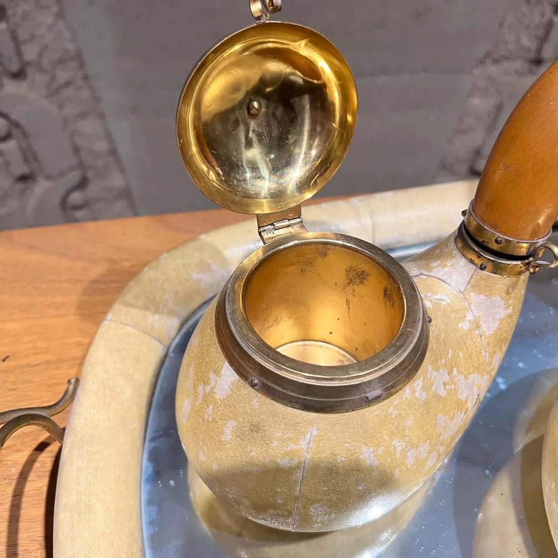 1950s Aldo Tura Lacquered Goatskin Brass Barware Set - 9