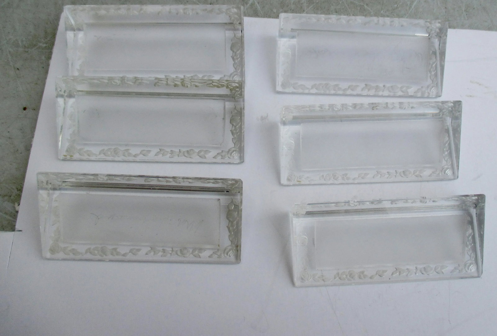 Vintage Lalique Crystal Place Card Settings - a Set of 6 - 2