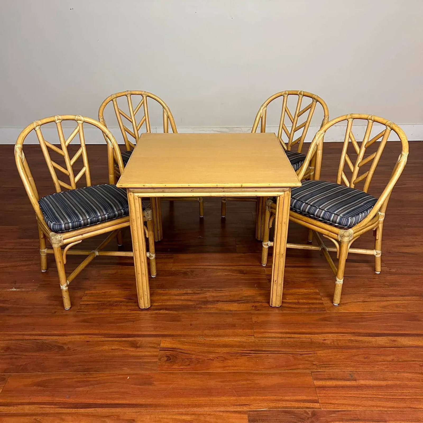 McGuire Vintage Dining Set - Square Table and Four Chairs - 4