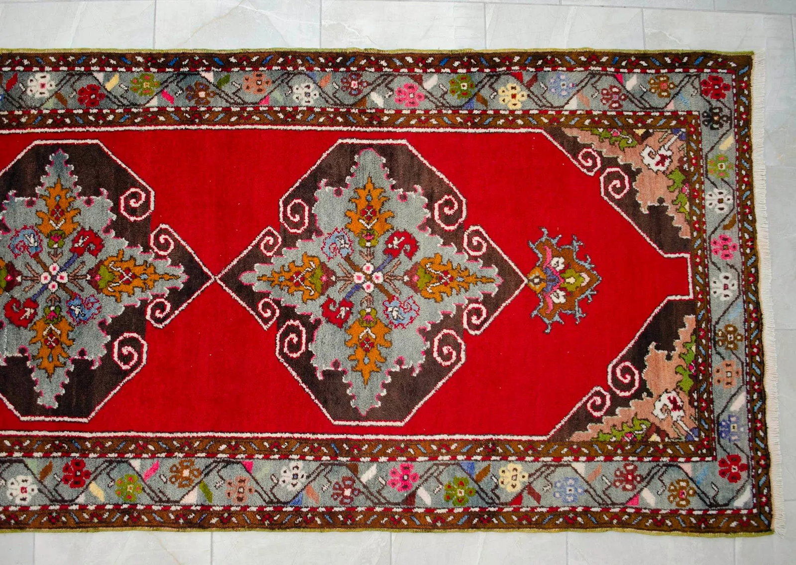 1960s Hand Knotted Turkish Runner Rug - 3"²9"³ × 11"²3"³ - 10