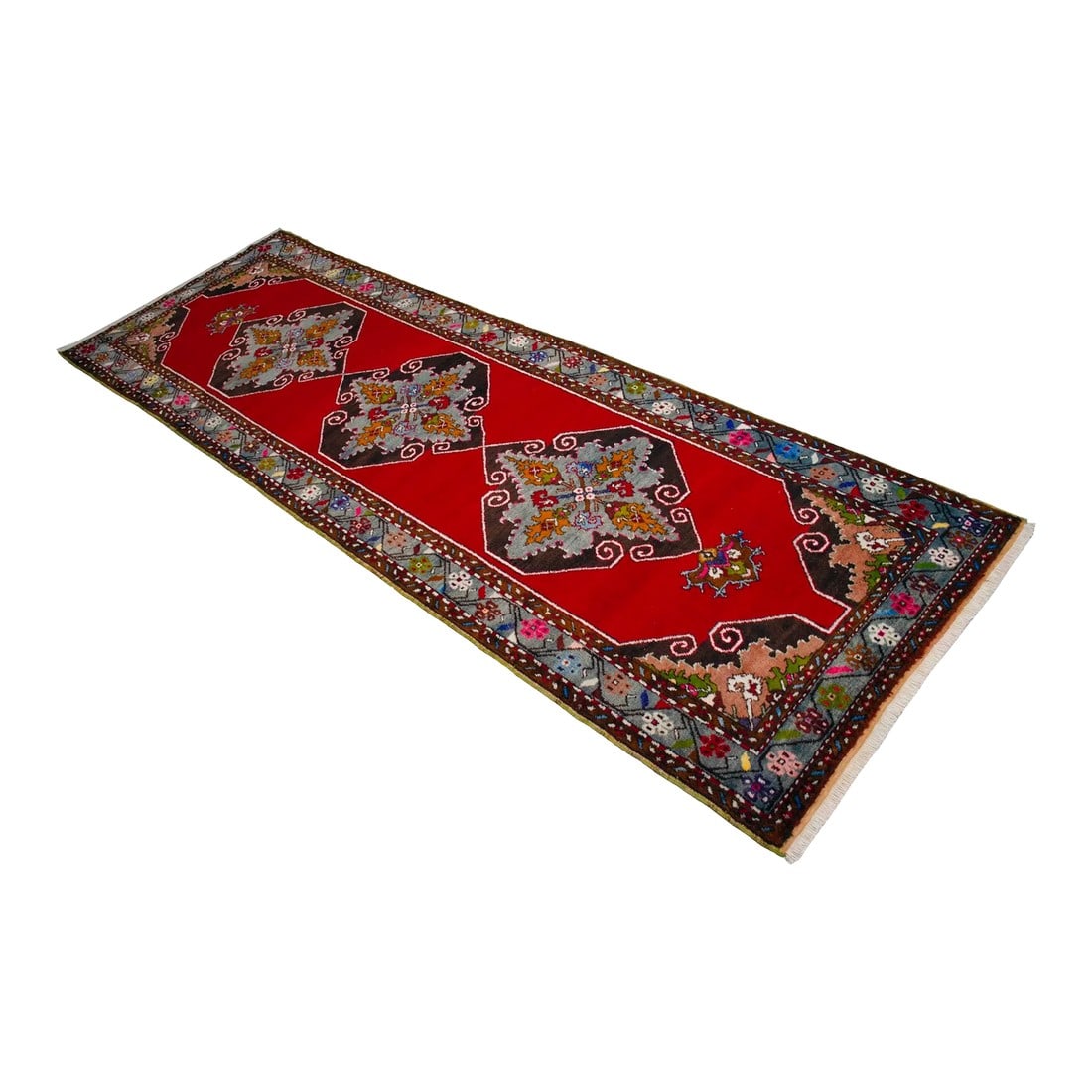 1960s Hand Knotted Turkish Runner Rug - 3"²9"³ × 11"²3"³: This is an extraordinary and genuinely vintage, hand-knotted runner rug (Yolluk), sourced from the KÄ±rÅŸehir province of Turkey and dating to the 1960s. This particular piece is