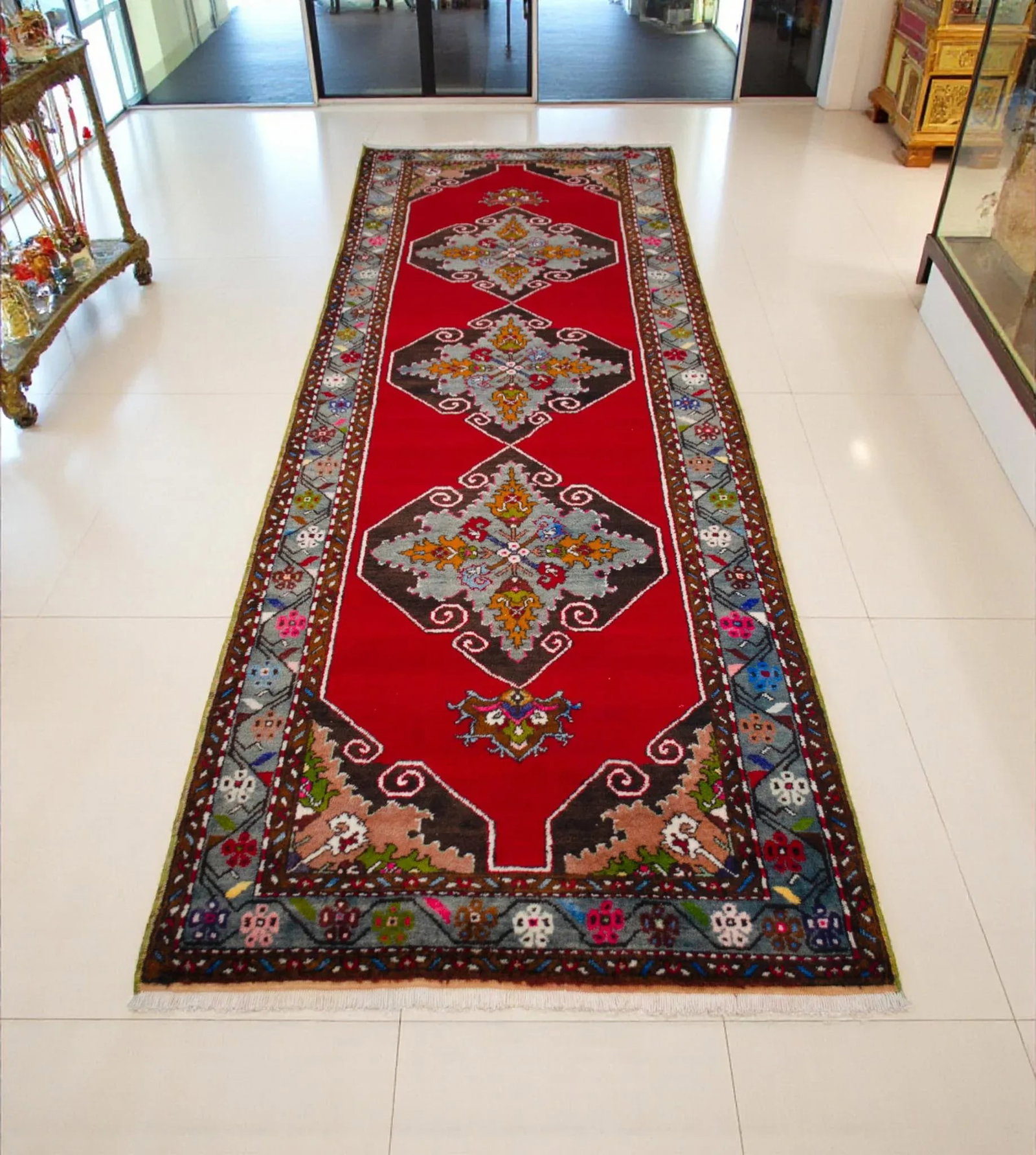 1960s Hand Knotted Turkish Runner Rug - 3"²9"³ × 11"²3"³ - 2
