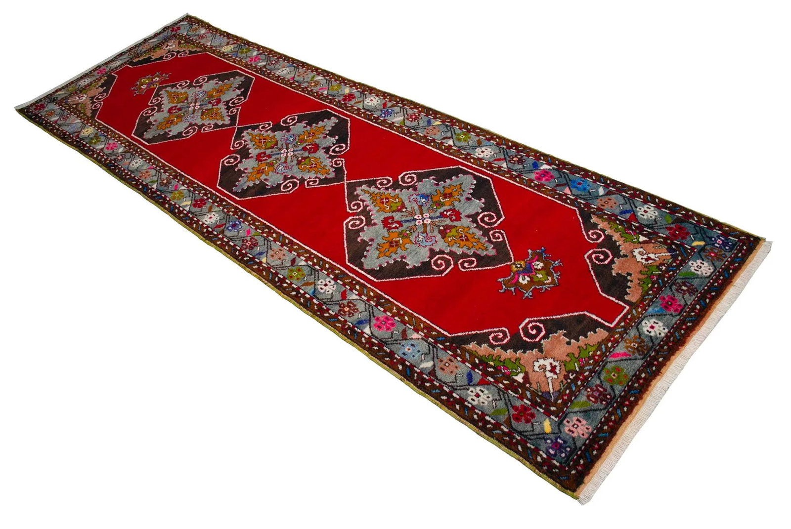 1960s Hand Knotted Turkish Runner Rug - 3"²9"³ × 11"²3"³ - 5