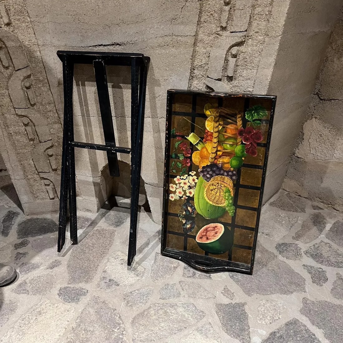 1960s DiseÃ±os Caaesa Folding Butler's Tray Table Hand Painted Gold Leaf - 10