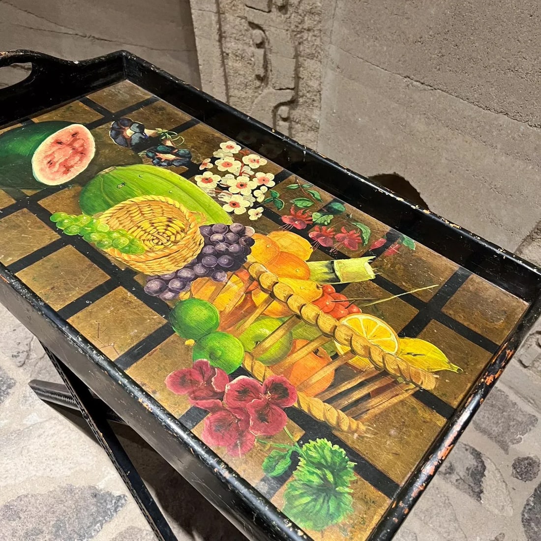 1960s DiseÃ±os Caaesa Folding Butler's Tray Table Hand Painted Gold Leaf - 5