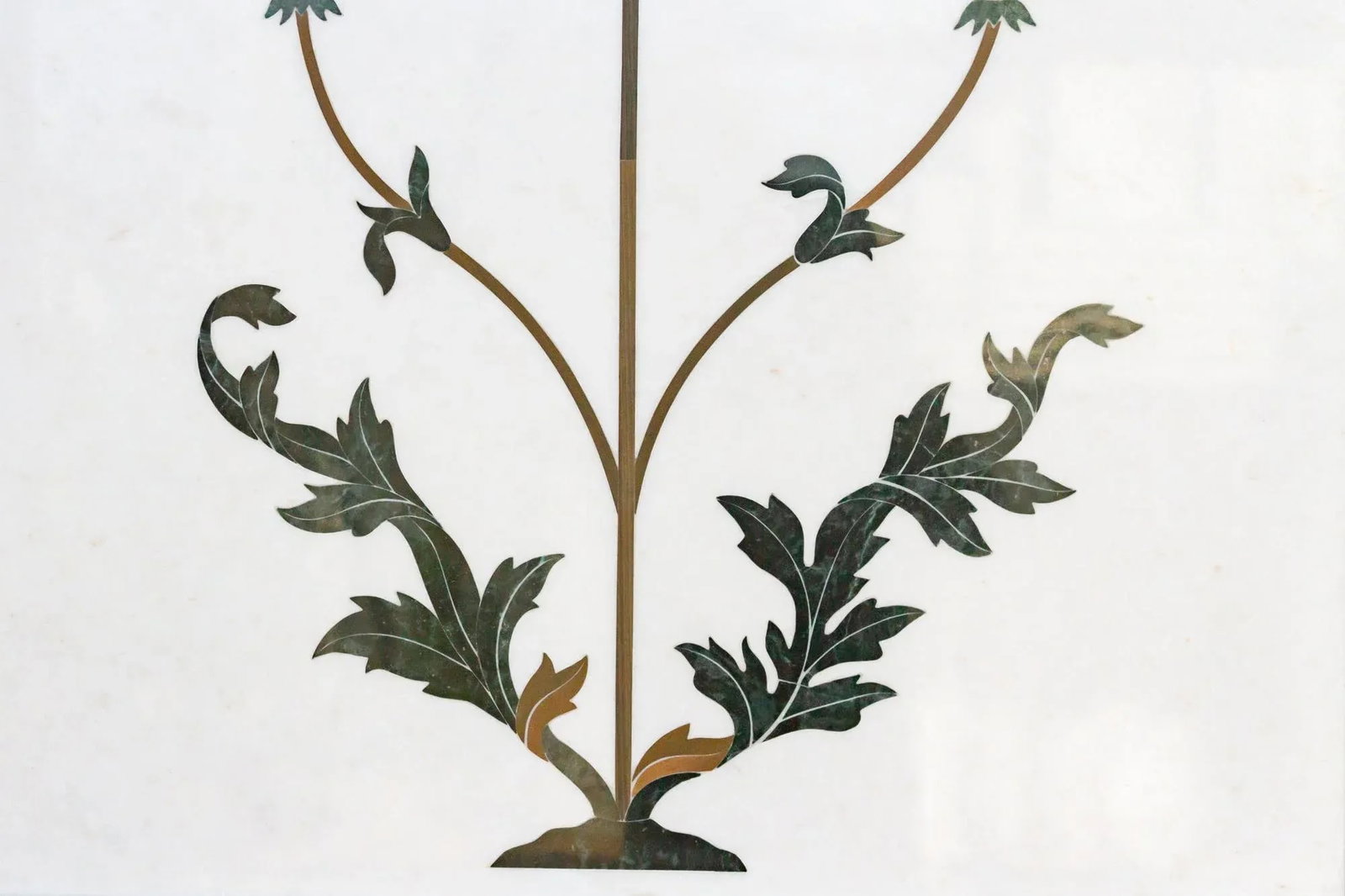 Large Marble & Gemstone Inlay Botanical Panel - 6