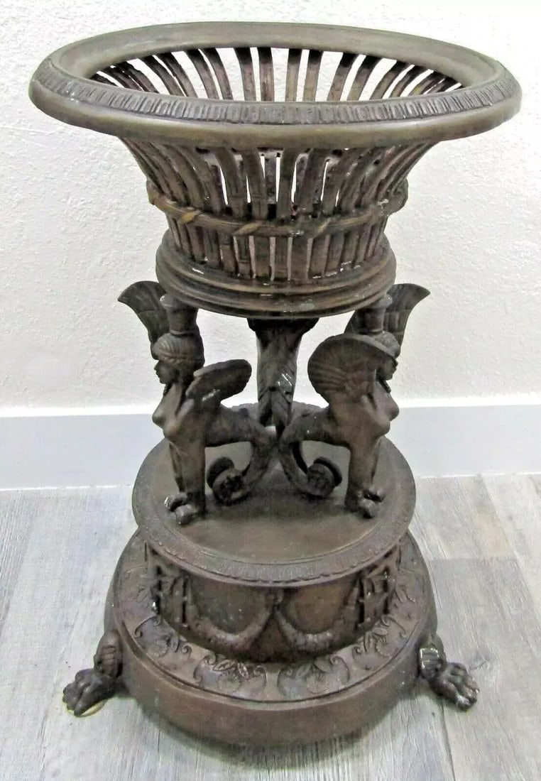 Late 18th Century French Empire Style Bronze Jardiniere With Female Griffons and Cherubs - 2
