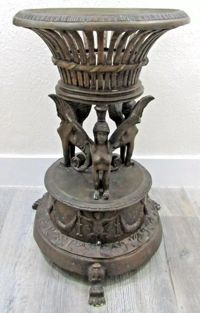 Late 18th Century French Empire Style Bronze Jardiniere With Female Griffons and Cherubs - 3