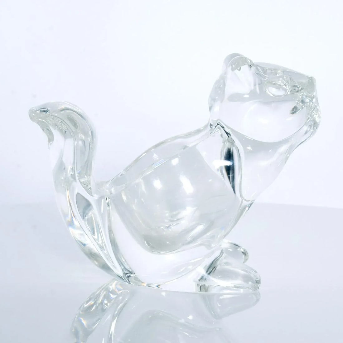 1980s Modern Crystal Glass Candy Dish Squirrel Figurine - 11