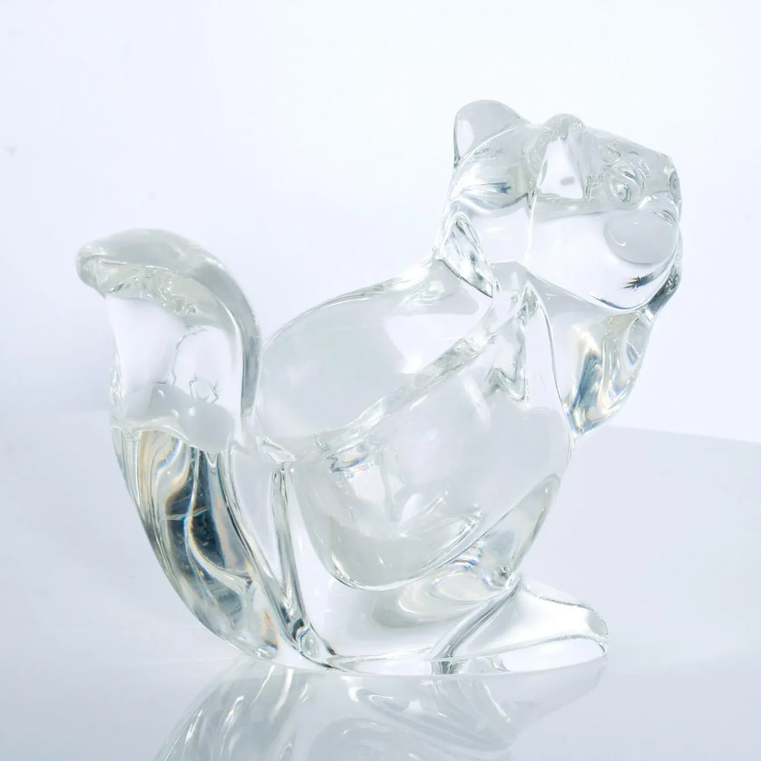 1980s Modern Crystal Glass Candy Dish Squirrel Figurine - 2