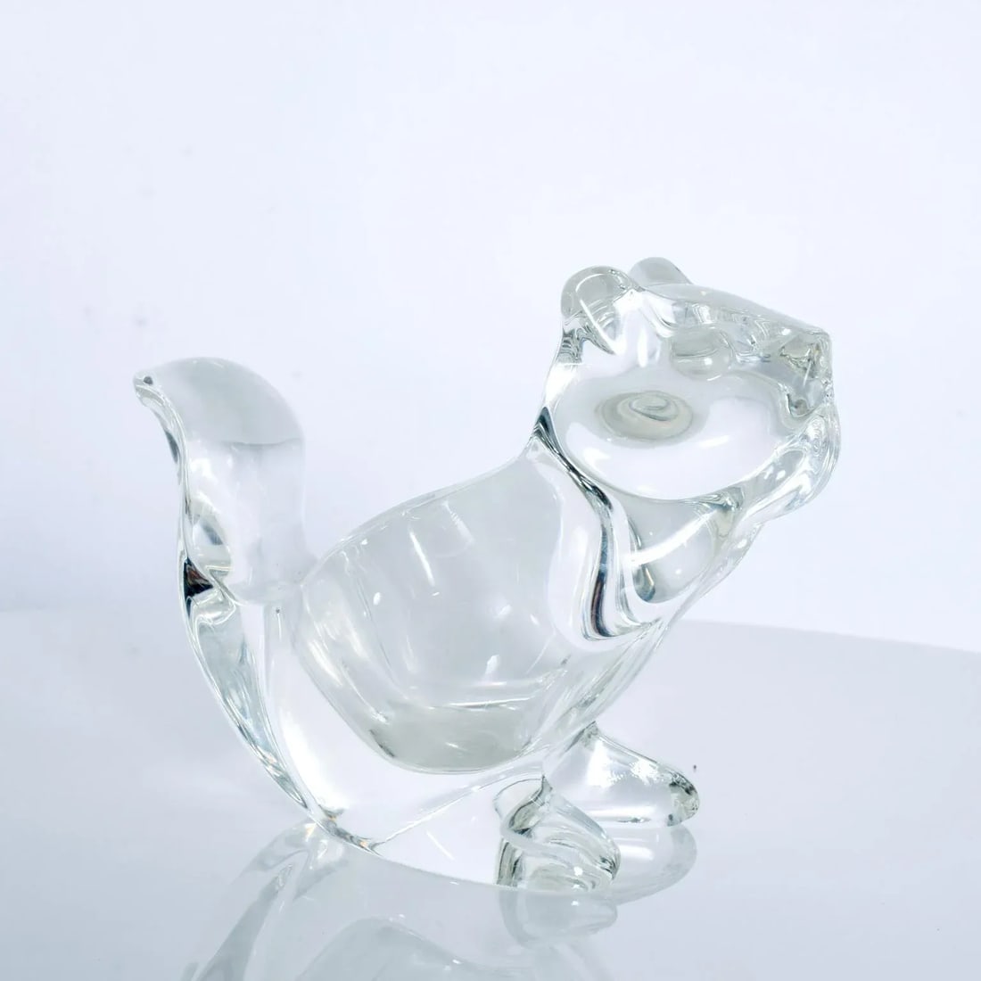 1980s Modern Crystal Glass Candy Dish Squirrel Figurine - 3