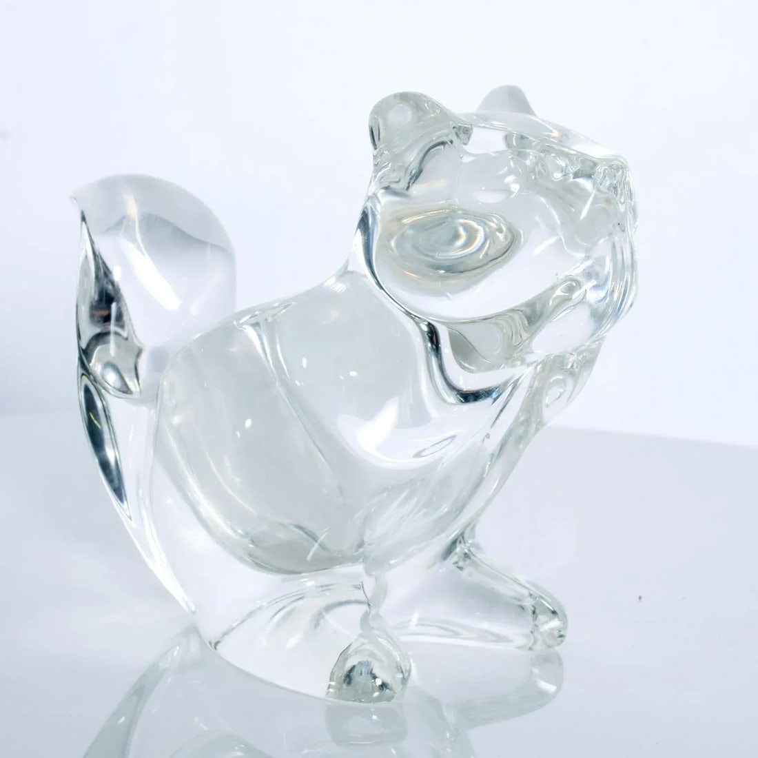 1980s Modern Crystal Glass Candy Dish Squirrel Figurine - 4