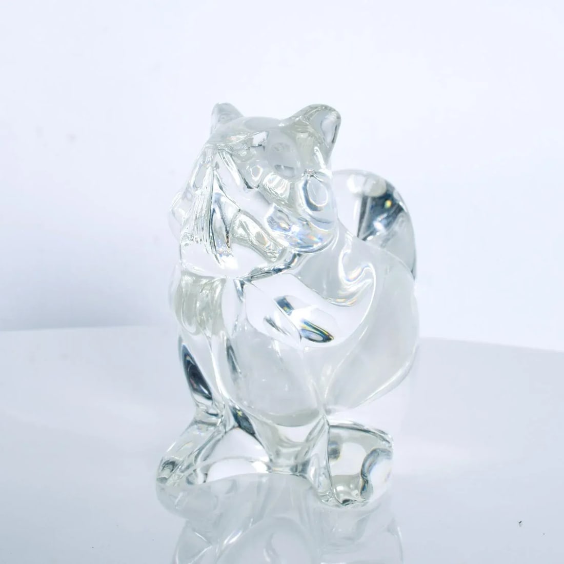 1980s Modern Crystal Glass Candy Dish Squirrel Figurine - 6