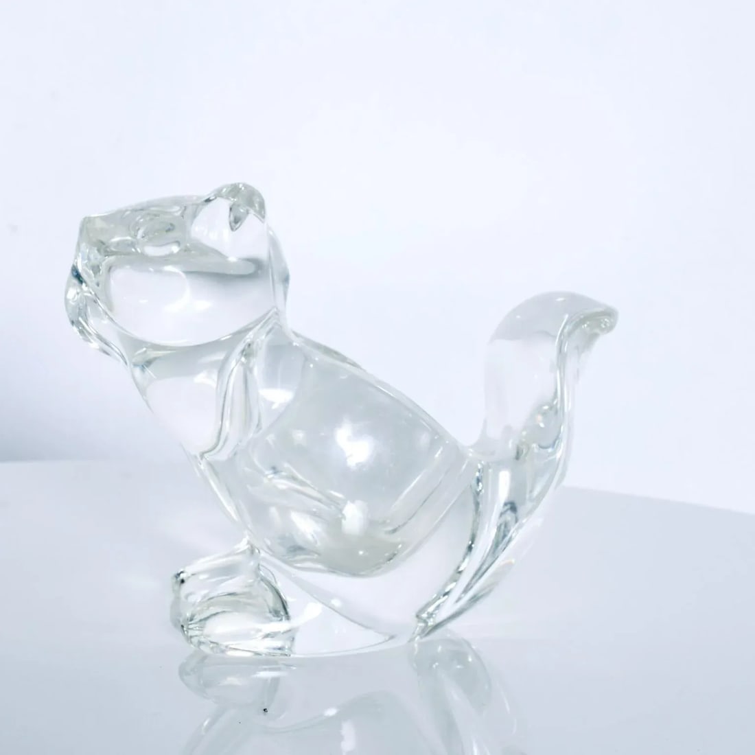 1980s Modern Crystal Glass Candy Dish Squirrel Figurine - 7