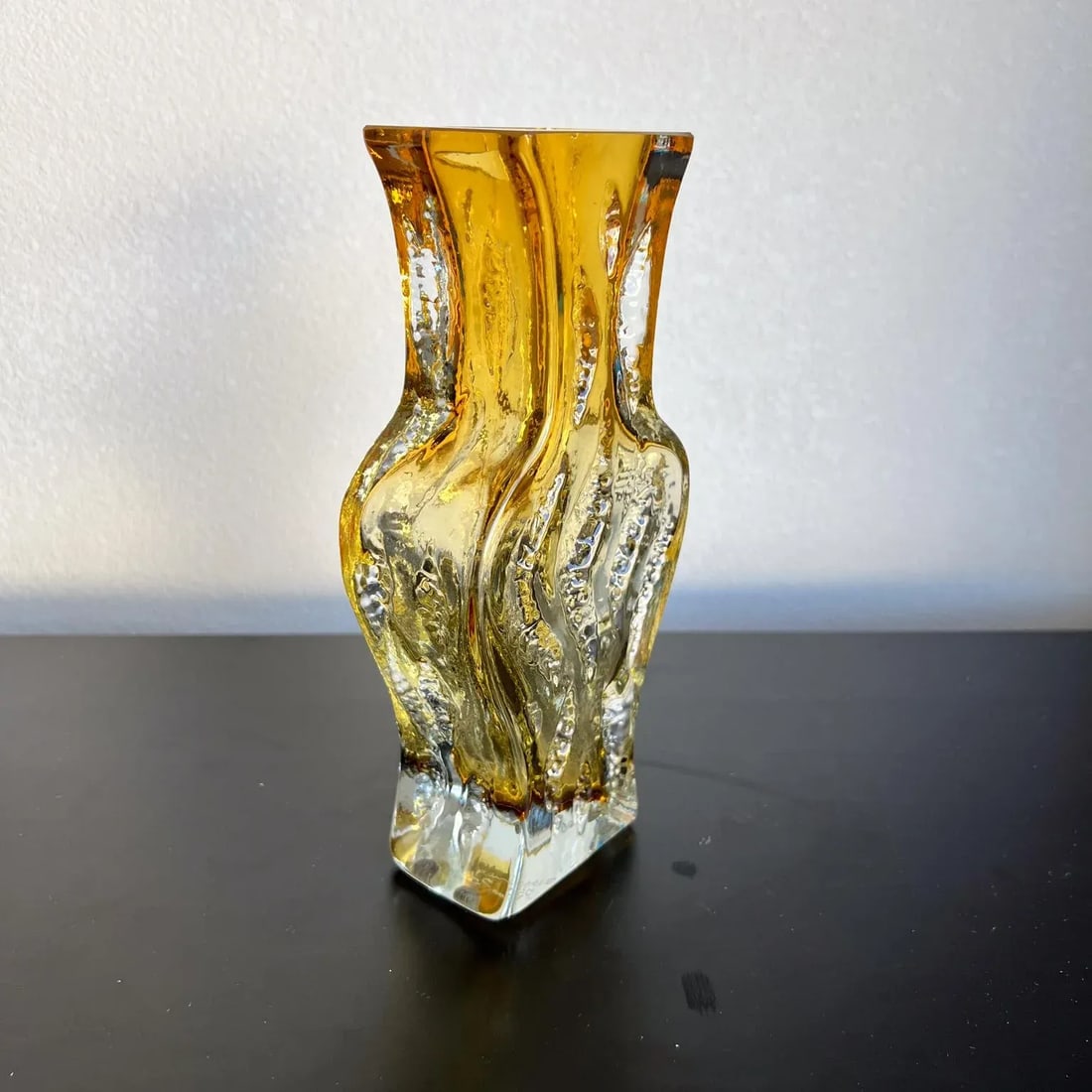 1970s Amber Art Glass Vase Kurt Wokan for Ingrid GlashÃ¼tte - 10