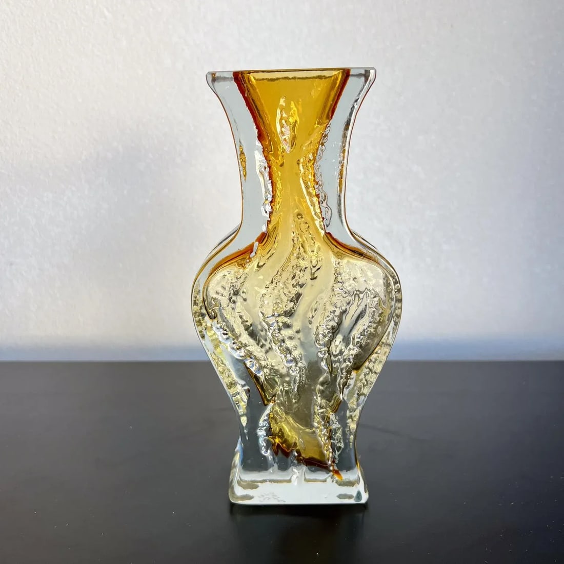 1970s Amber Art Glass Vase Kurt Wokan for Ingrid GlashÃ¼tte - 2