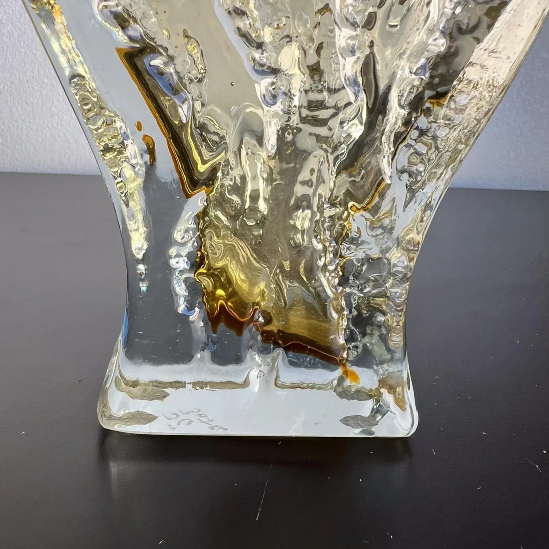 1970s Amber Art Glass Vase Kurt Wokan for Ingrid GlashÃ¼tte - 6