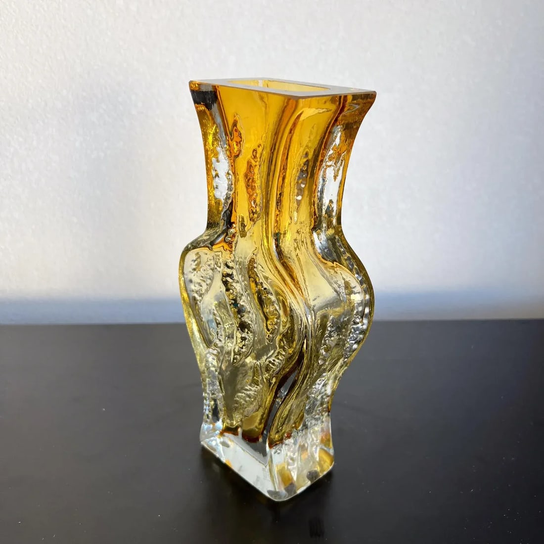 1970s Amber Art Glass Vase Kurt Wokan for Ingrid GlashÃ¼tte - 9