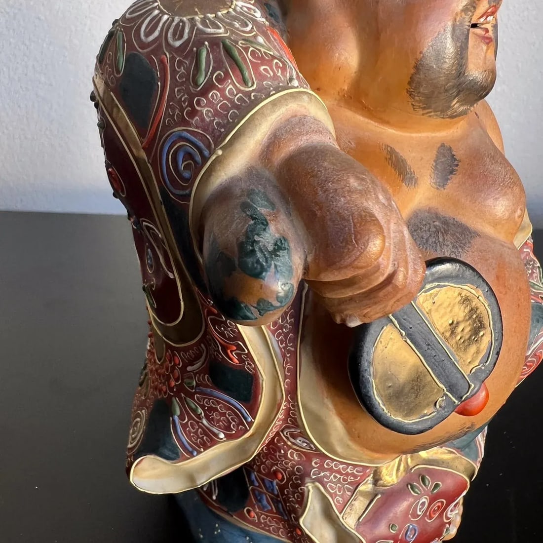 Old Japanese Kutani Hotei Colorful Laughing Buddha Porcelain - 10