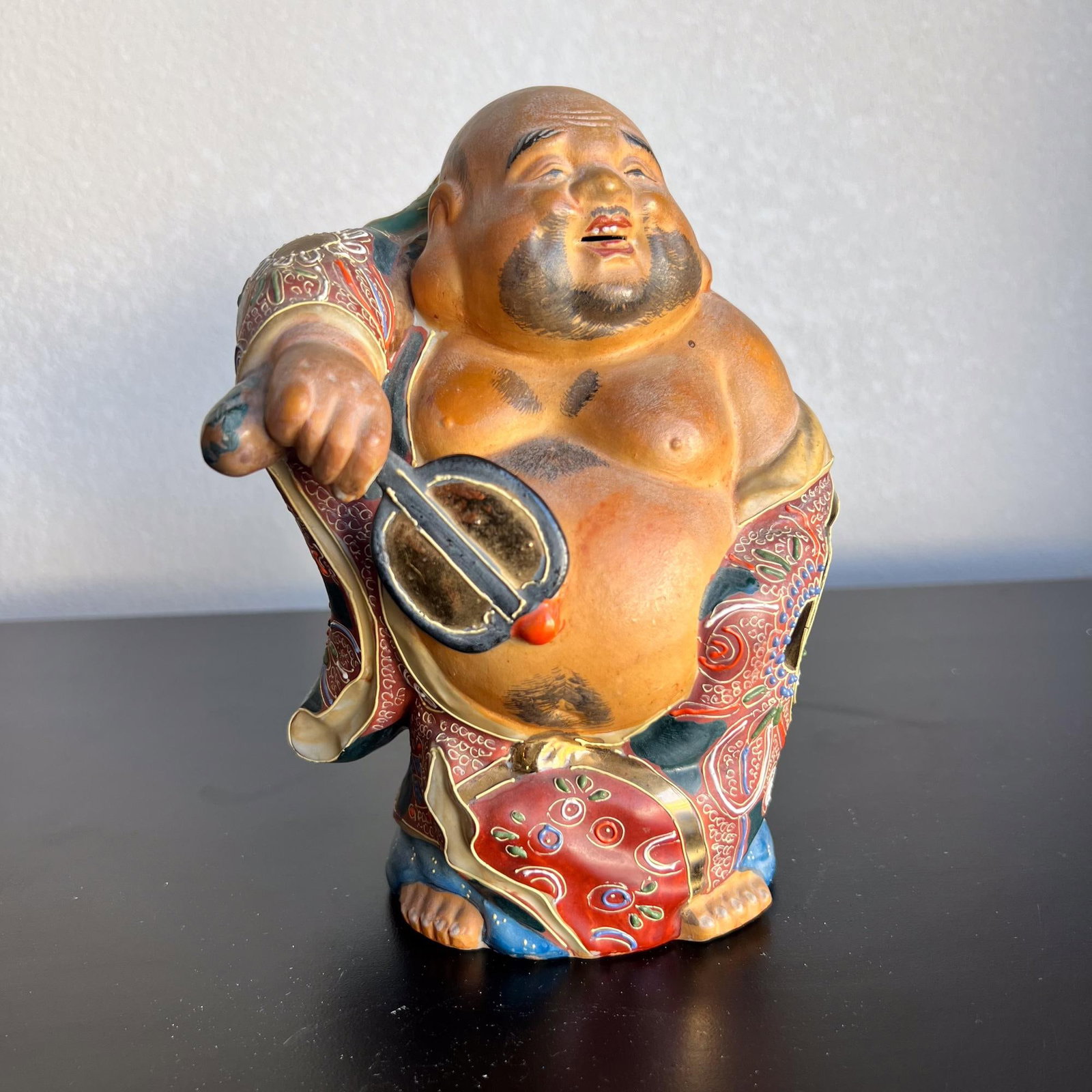 Old Japanese Kutani Hotei Colorful Laughing Buddha Porcelain - 13