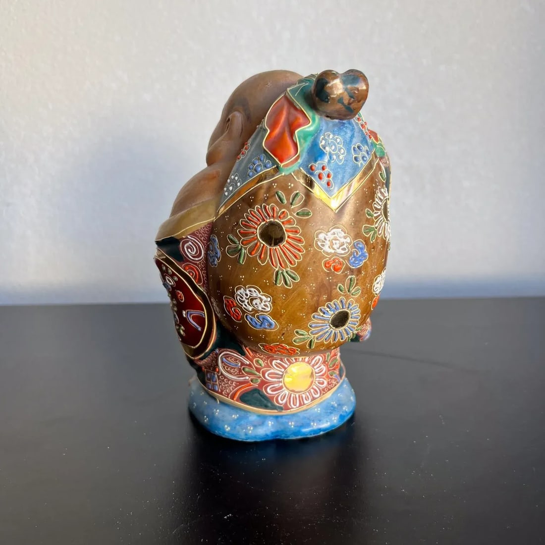 Old Japanese Kutani Hotei Colorful Laughing Buddha Porcelain - 3