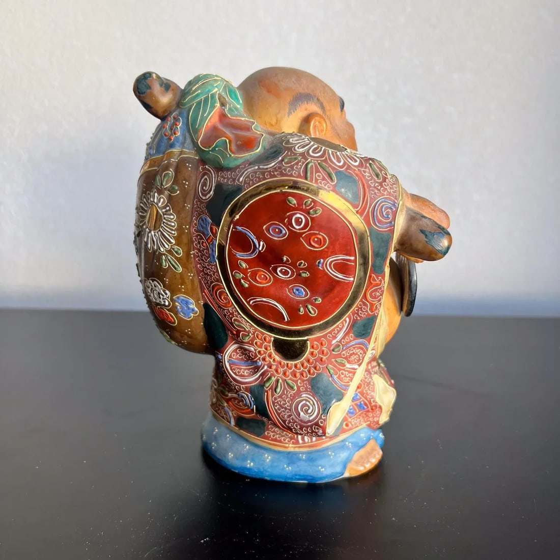 Old Japanese Kutani Hotei Colorful Laughing Buddha Porcelain - 6