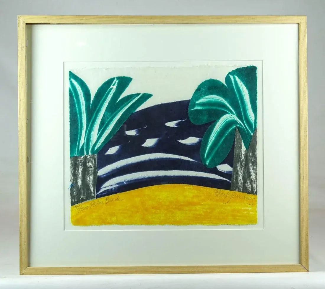 1970s Original Signed Carol Summers "Palm Beach" Woodcut, Framed - 4