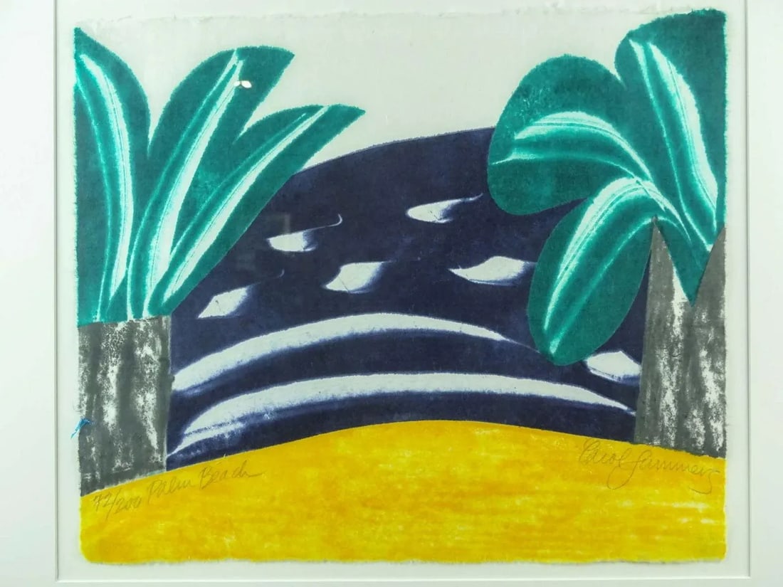 1970s Original Signed Carol Summers "Palm Beach" Woodcut, Framed - 6