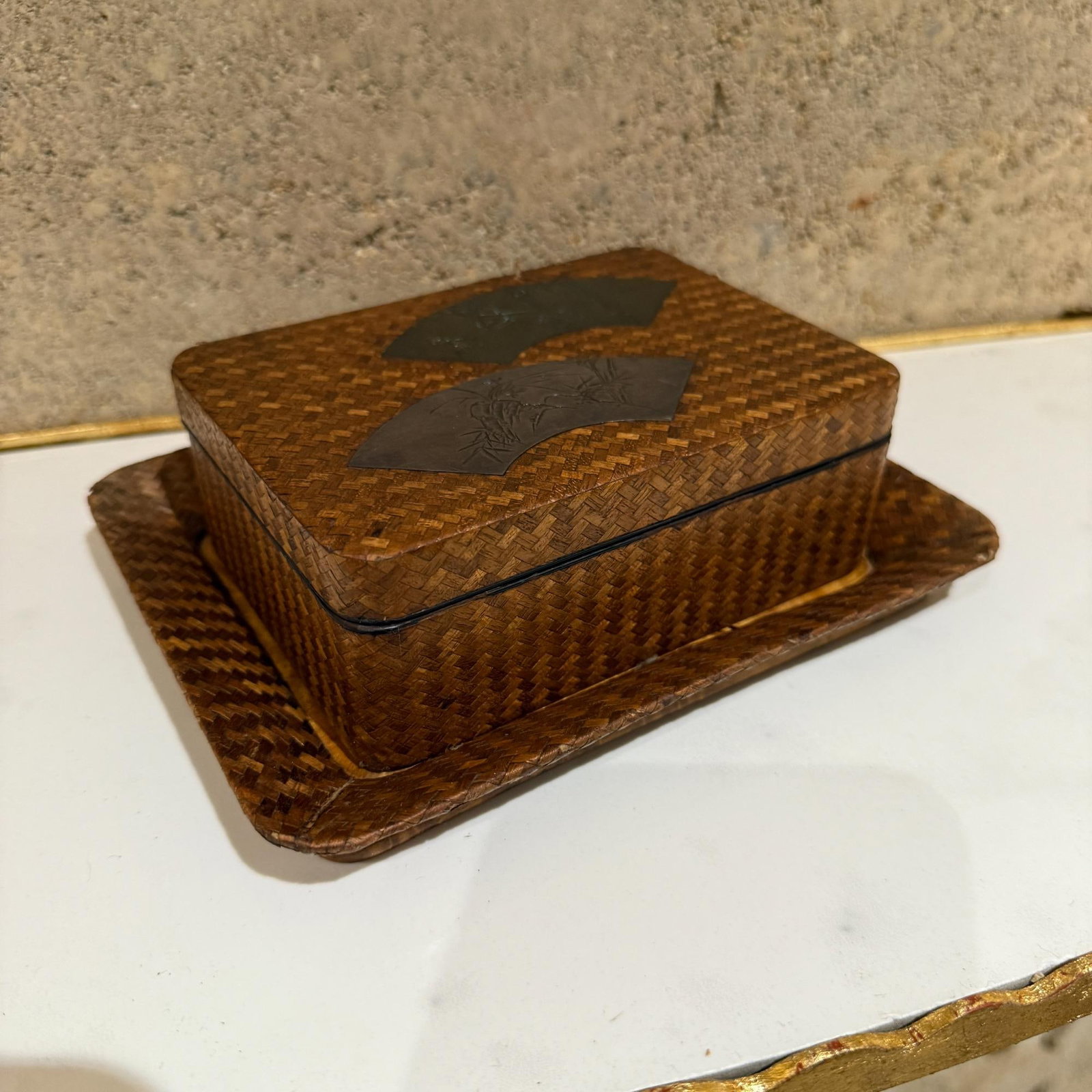 Antique Japanese Lacquer Cigarette Box Set - 12