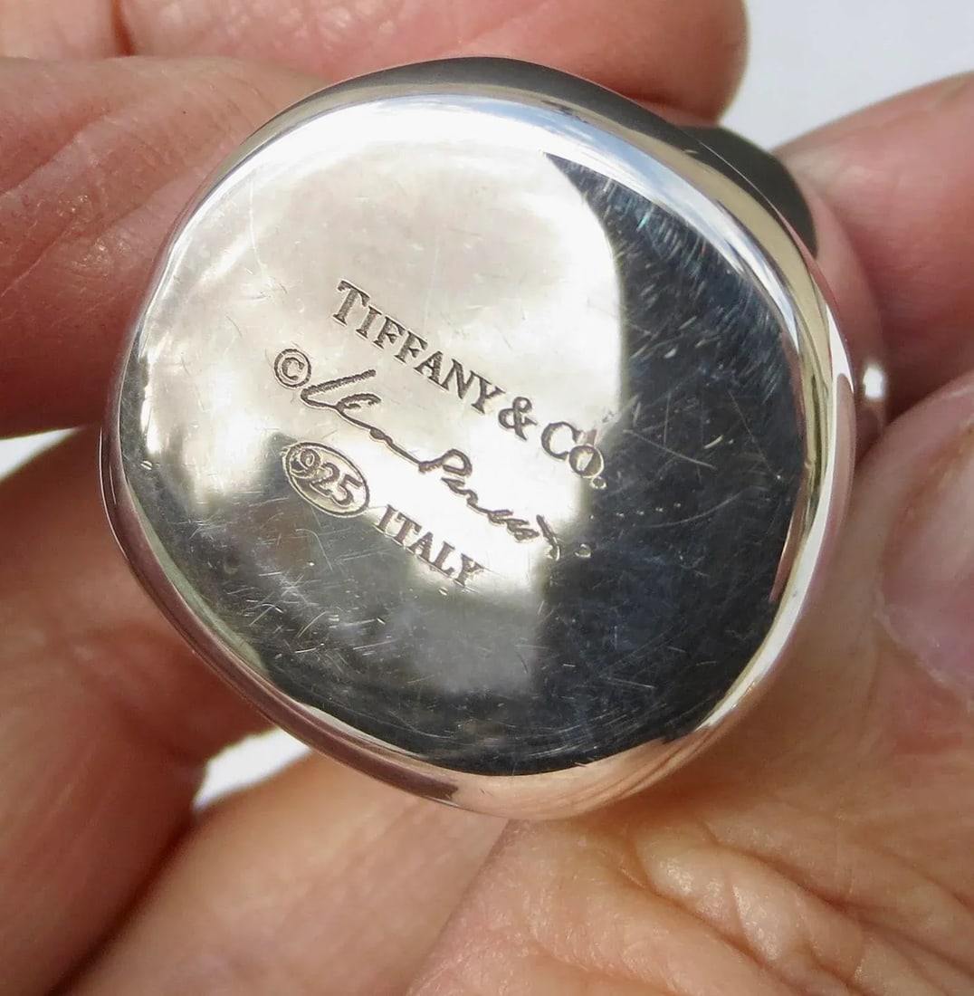 Tiffany Elsa Peretti Sterling Silver Thumb Print Pill Box- a Pair of 2 - 3