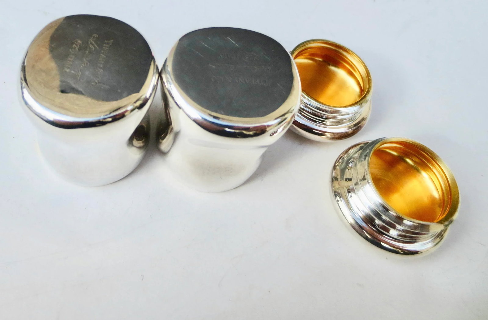 Tiffany Elsa Peretti Sterling Silver Thumb Print Pill Box- a Pair of 2 - 4