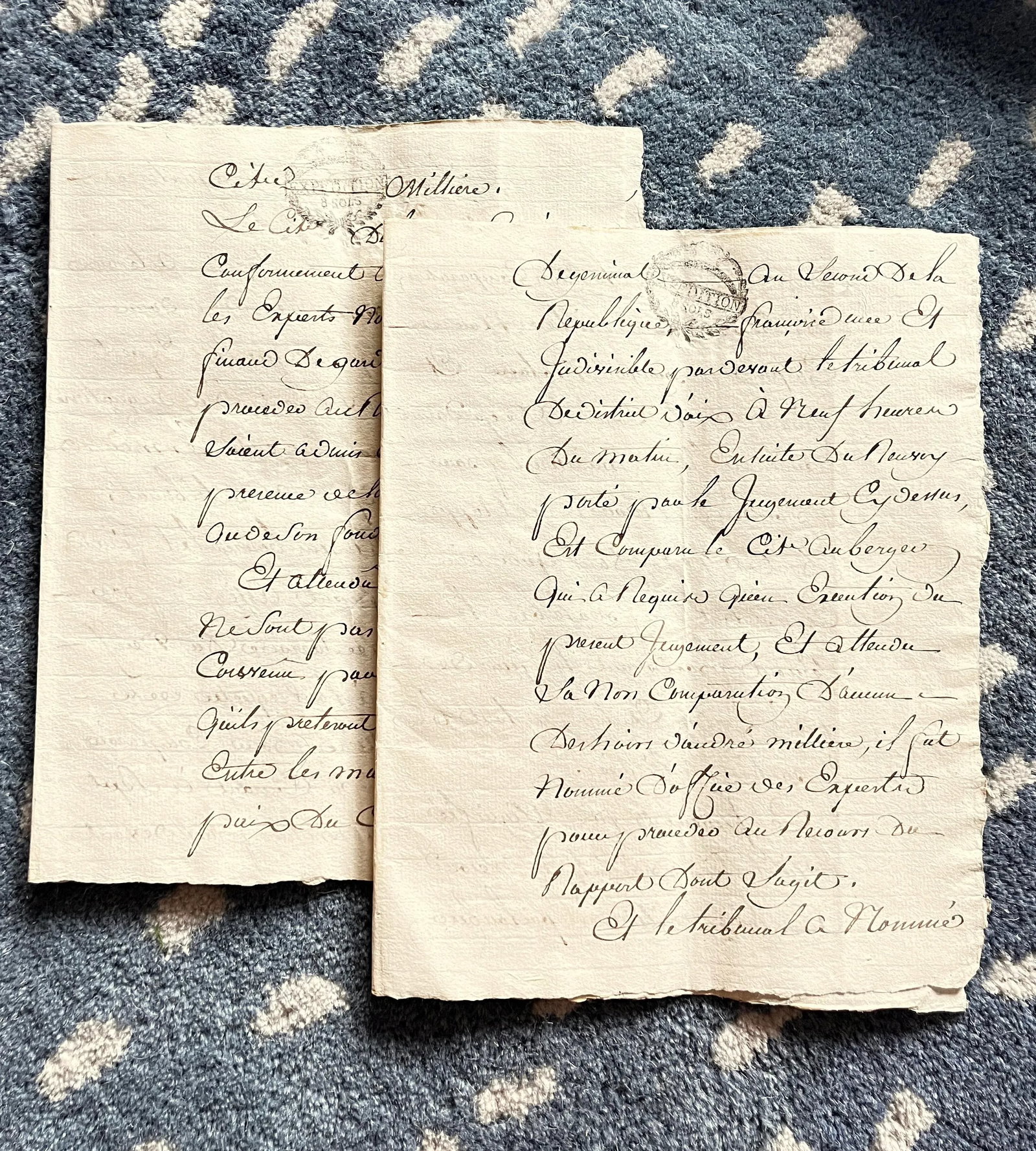Antique Early 19th Century French Vineyard Calligraphy Contract on Parchment in Floating Frames - a - 6
