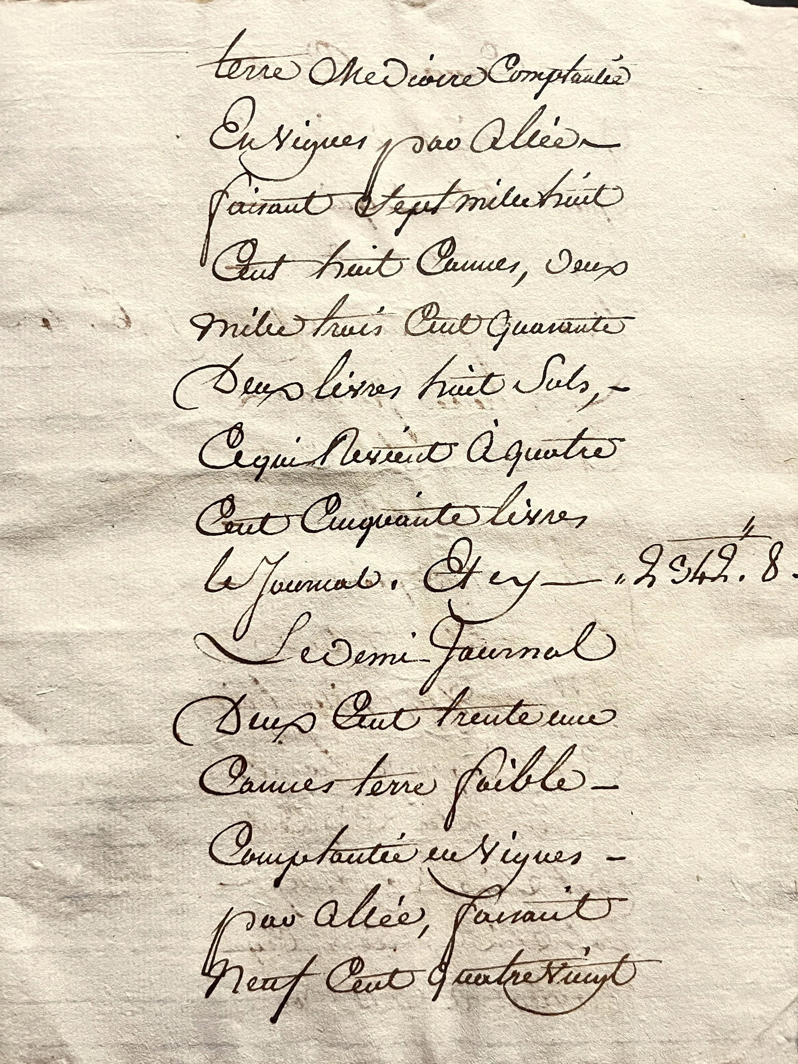 Antique Early 19th Century French Vineyard Calligraphy Contract on Parchment in Floating Frames - a - 8