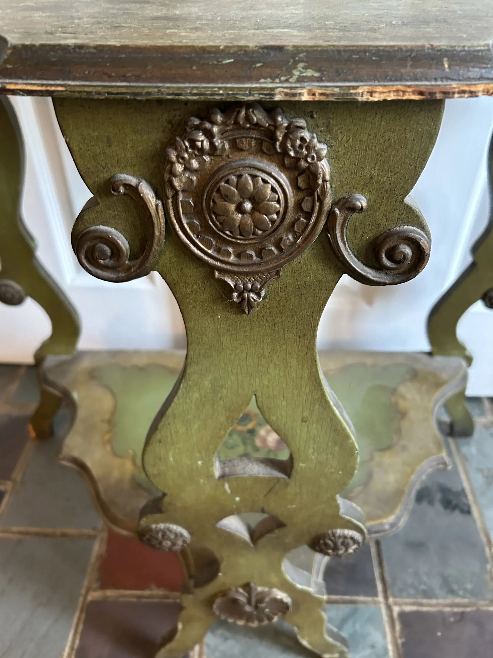 Vintage Hand Painted Two Tier Console Table - 2