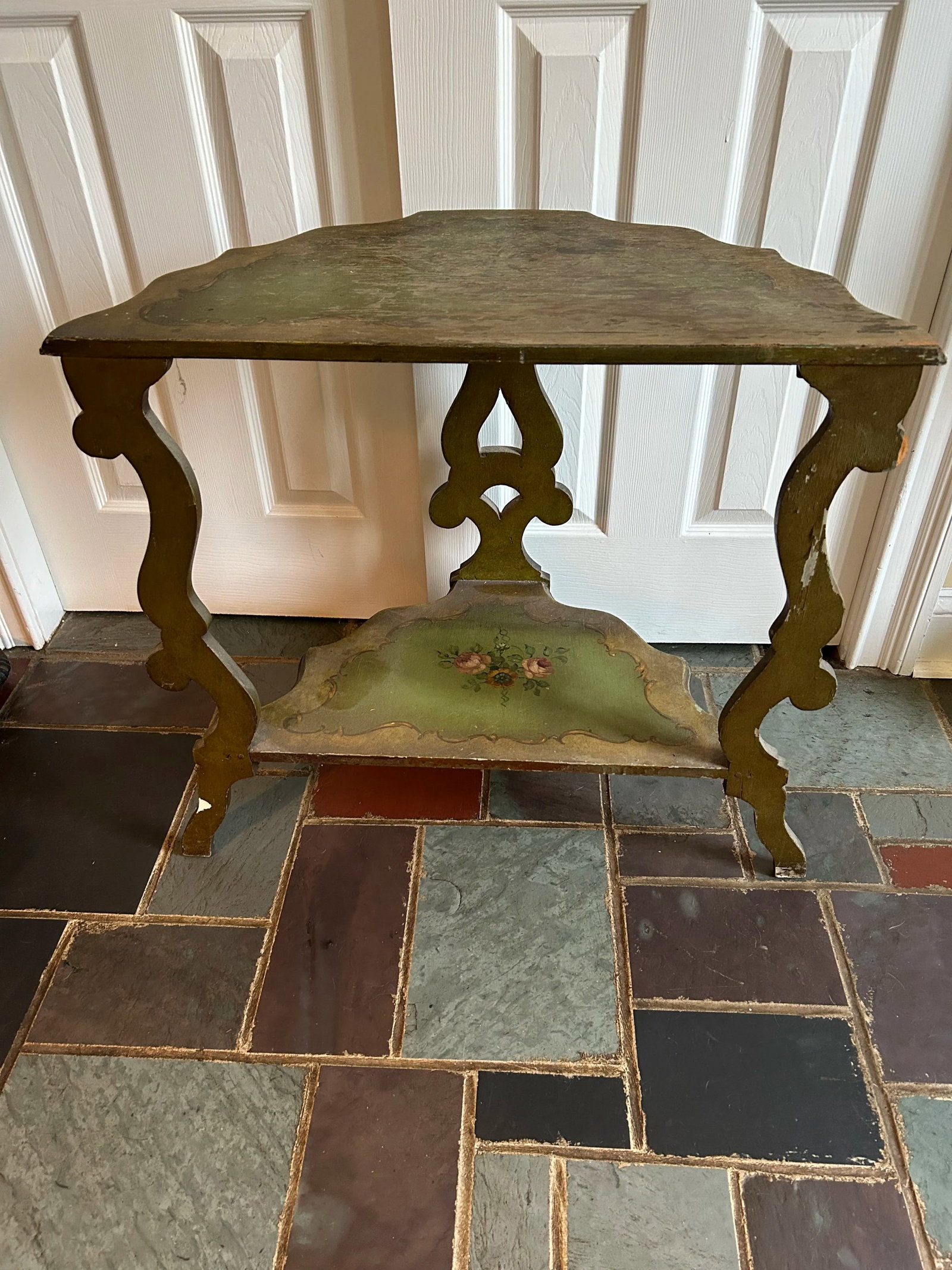 Vintage Hand Painted Two Tier Console Table - 9