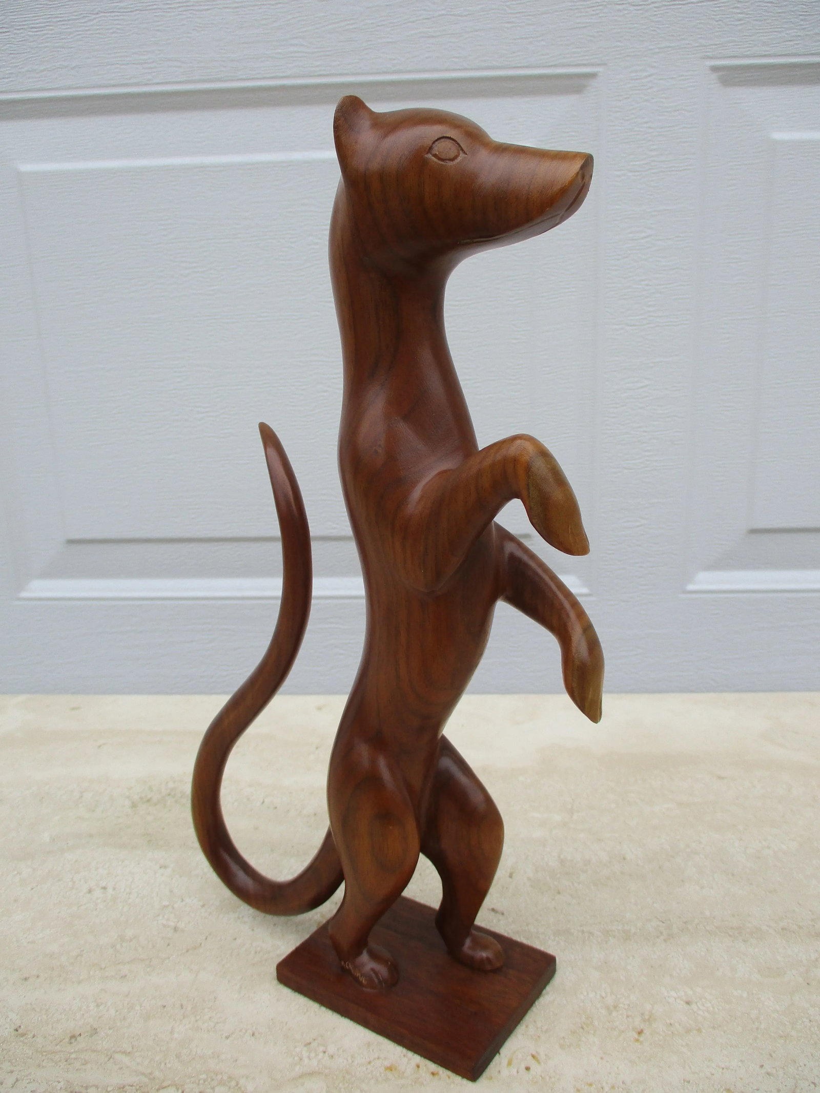 Carved Wooden Weasel Signed A. Crowe & Attributed to Amanda Crowe - 3